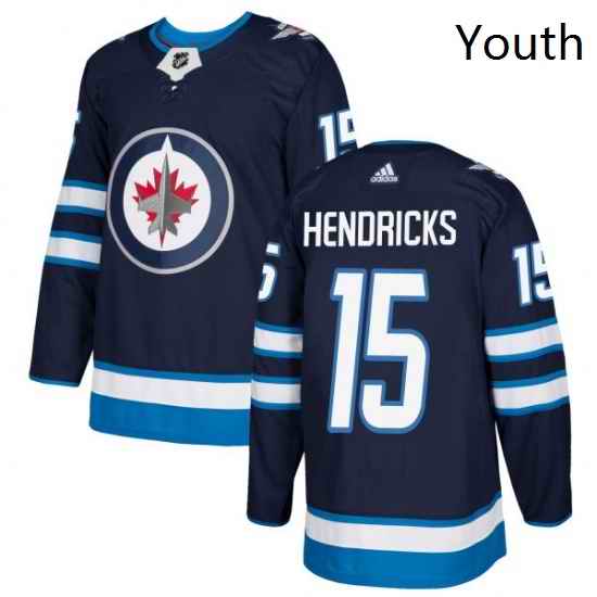 Youth Adidas Winnipeg Jets 15 Matt Hendricks Authentic Navy Blue Home NHL Jersey